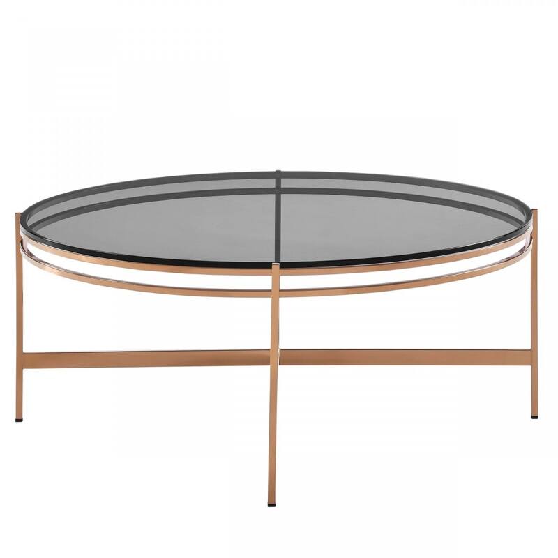 35" Gold And Smoked Glass Round Coffee Table Bed Bath & Beyond 39658913
